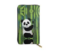 hhxvcv DNA Chain Portefeuille en cuir imprimé photo - Portefeuille élégant à deux volets à trois volets avec poche pour pièces de monnaie, portefeuille léger, Curious Baby Panda, Taille unique