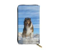 hhxvcv DNA Chain Portefeuille en cuir imprimé photo - Portefeuille élégant à deux volets à trois volets avec poche pour pièces de monnaie, portefeuille léger, Adorable chien Shetland, Taille unique