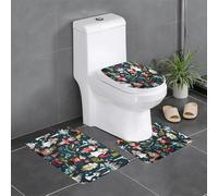 hhxvcv Ensemble de 3 tapis de salle de bain doux en forme de U pour femme avec imprimé de ballet et danse de Noël - Tapis de sol doux en forme de U pour salle de bain principale, coiffeuse