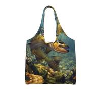 hhxvcv Grands sacs fourre-tout en toile avec empreintes de pattes de chien - Sacs d'épicerie et de courses réutilisables pour voyage, plage, vie quotidienne, Poisson mouche., Taille unique