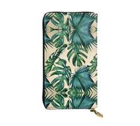 hhxvcv Green Leaf Portefeuille en cuir imprimé papillon coloré - Portefeuille élégant à deux volets à trois volets avec poche pour pièces de monnaie, portefeuille léger, Feuilles de banane vertes