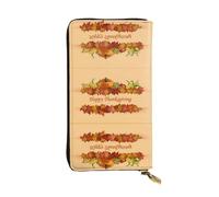 hhxvcv Green Leaf Portefeuille en cuir imprimé papillon coloré - Portefeuille élégant à deux volets à trois volets avec poche pour pièces de monnaie, portefeuille léger, Action de grâces Haapy, Taille