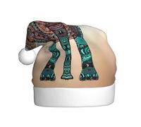 hhxvcv Joli chapeau de Noël imprimé éléphant pour adultes - Chapeau de Père Noël unisexe, cadeaux de Noël, Nouvel An, couvre-chef festif