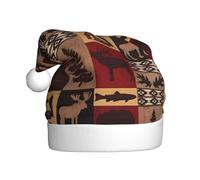 hhxvcv Lodge Bear Chapeau de Noël imprimé cerf poisson pour adultes - Chapeau de Père Noël unisexe, cadeaux de Noël, Nouvel An, couvre-chef festif