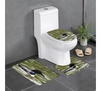 hhxvcv Loon Nature Lot de 3 tapis de salle de bain à imprimé oiseau - Tapis de sol doux en forme de U pour salle de bain principale, coiffeuse