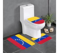 hhxvcv Lot de 3 tapis de salle de bain avec motif drapeau du Venezuela - Tapis de sol doux en forme de U pour salle de bain principale, coiffeuse
