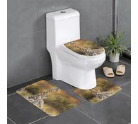 hhxvcv Lot de 3 tapis de salle de bain doux en forme de U pour salle de bain principale, coiffeuse - Motif girafe maman et bébé