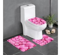 hhxvcv Lot de 3 tapis de salle de bain doux en forme de U pour salle de bain principale, coiffeuse - Motif balles de tennis - Rose vif