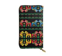 hhxvcv Portefeuille en cuir imprimé étoiles brillantes bleues - Porte-cartes élégant à deux volets à trois volets avec poche pour pièces de monnaie, portefeuille léger, Tapis suédois Dala Horse Folk