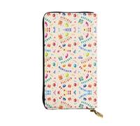 hhxvcv Portefeuille en cuir noir imprimé notes de musique - Portefeuille élégant à deux volets à trois volets avec poche pour pièces de monnaie, portefeuille léger, Souhaits d'anniversaire colorés