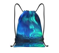 hhxvcv Sac à dos léger avec cordon de serrage imprimé aurore boréale, Noir , M, Classique