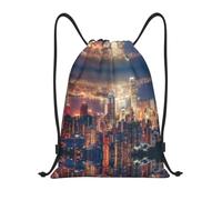 hhxvcv Sac à dos léger avec cordon de serrage imprimé Hong Kong, Noir , M, Classique