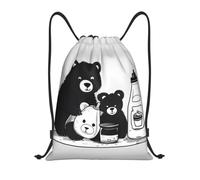 hhxvcv Sac à dos léger avec cordon de serrage imprimé ours pour bouteille de lait, Noir , S, Classique