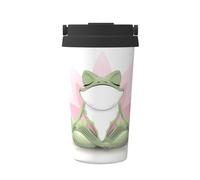 hhxvcv Tasse à café isotherme avec motif grenouille faisant du yoga - Isolation double couche pour boissons chaudes et froides, voyage, utilisation en véhicule