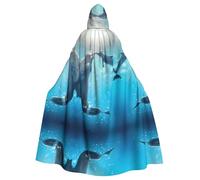 hhxvcv Winter The Dolphin Print Halloween Cape à capuche - Cape de déguisement unisexe pour adulte - Robe de costumade pour sorcière, jedi, magicien