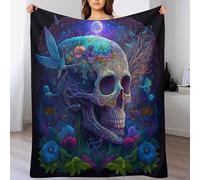 HHXXXHH Crâne Couverture De Salon en Flannel Jeté De Lit comme Couvertures De Canapé De Lit 100×130cm