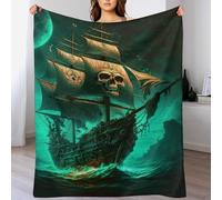 HHXXXHH Crâne Pirate Ship Couverture Polaire en Flanelle Flannel, Couvertures Lit en Peut Être Utilisée comme Draps De Lit, Housse De Canapé 130×150cm