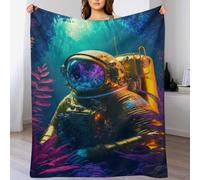 HHXXXHH Monde Aquatique dans l'espace Chaudes Couverture en Polaire Flannel Légères Couvertures Toutes Saisons pour Voyager, Lit Ou Canapé 130×150cm