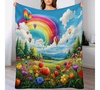 HHXXXHH Polaire Ballon Arc-en-Ciel Couverture en Flannel Couche Douce Et Confortable - Couvertures Lit, Plaid Canape Chaud 130×180cm