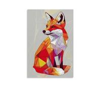 HHYXMJLL Abstrait Renard élégamment conçu par des lignes géométriques détaillées sur fond harmonieux de couleur unie. Décoration murale élégante - Poster décoratif 20 x 30 cm