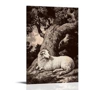 HHYXMJLL Affiche murale décorative à suspendre avec illustration de l'époque victorienne d'un mouton majestueux se reposant sous un chêne antique 40 x 60 cm