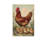 HHYXMJLL Affiche murale décorative à suspendre de l'époque victorienne représentant une poule majestueuse en train de s'accrocher à ses poussins 40 x 60 cm