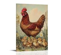 HHYXMJLL Affiche murale décorative à suspendre de l'époque victorienne représentant une poule majestueuse en train de s'accrocher à ses poussins 40 x 60 cm