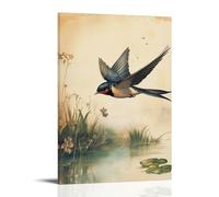 HHYXMJLL Affiche murale décorative représentant une hirondelle majestueuse écrémant au-dessus d'un étang - 50 x 75 cm