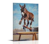 HHYXMJLL Peinture à l'huile animalière - Un âne faisant des tours dans un spectacle de cascades de scooter pendant une foire du comté - Poster décoratif mural 20 x 30 cm