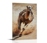 HHYXMJLL Peinture à l'huile animalière - Un chameau qui traverse une piste du désert, sable lancé dans son sillage. Décoration murale élégante - Poster décoratif 50 x 75 cm