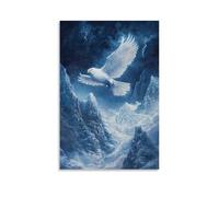 HHYXMJLL Peinture à l'huile animalière Un Griffin céleste vole au-dessus des pics recouverts de glace dans une tempête de tonnerre et de lumière Décoration murale élégante Poster décoratif 20 x 30 cm