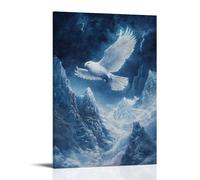 HHYXMJLL Peinture à l'huile animalière Un Griffin céleste vole au-dessus des pics recouverts de glace dans une tempête de tonnerre et de lumière Décoration murale élégante Poster décoratif 20 x 30 cm