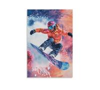 HHYXMJLL Poster de sport à la craie de snowboard style pastel demi-pipe air avec nuage de poudre - Décoration murale élégante - 20 x 30 cm