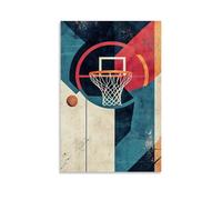 HHYXMJLL Poster de sport abstrait panier de basket-ball formes géométriques couleurs vives élégant à suspendre au mur - Poster décoratif 40 x 60 cm