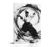 HHYXMJLL Poster de sport Aïkido avec stylo pinceau démontrant un mouvement de défense circulaire fluide - Poster décoratif - 40 x 60 cm