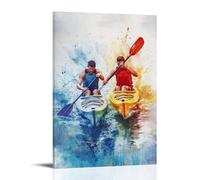 HHYXMJLL Poster de sport Aquarelle Canoë Synchronisation des coups tandem Décoration murale 40 x 60 cm