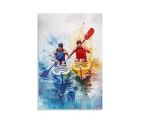 HHYXMJLL Poster de sport Aquarelle Canoë Synchronisation des coups tandem Décoration murale 40 x 60 cm