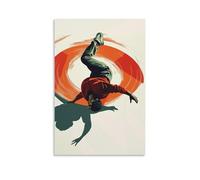 HHYXMJLL Poster de sport Breakdancer qui tourne sur le dos avec effet de mouvement circulaire et ombre au sol - Poster mural décoratif 60 x 90 cm