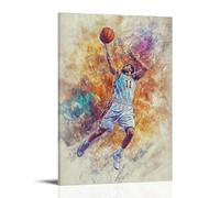 HHYXMJLL Poster de sport - Carnet de croquis de basket-ball - Style joueur de tir avec texture crayon de couleur - Décoration murale élégante - 50 x 75 cm
