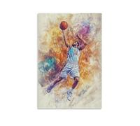 HHYXMJLL Poster de sport - Carnet de croquis de basket-ball - Style joueur de tir avec texture crayon de couleur - Décoration murale élégante - 40 x 60 cm