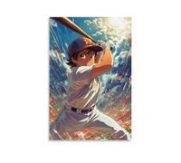 HHYXMJLL Poster de sport de baseball mignon style anime déterminé Batter frappant brillant Home Run Décoration murale 40 x 60 cm
