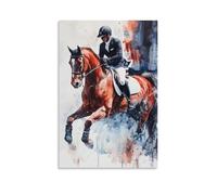 HHYXMJLL Poster de sport - Peinture à l'aquarelle du mouvement de dressage avec flux de crinière détaillé - Décoration murale élégante - 20 x 30 cm