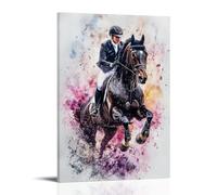 HHYXMJLL Poster de sport - Peinture à l'aquarelle du mouvement de dressage avec flux de crinière détaillé - Décoration murale élégante - 30 x 45 cm