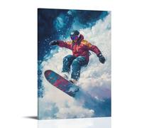 HHYXMJLL Poster de sport Snowboard Craie Pastel Méthode de style air avec texture de nuage en poudre réaliste et profondeur Décoration murale élégante 50 x 75 cm