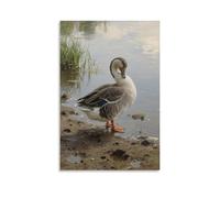 HHYXMJLL Poster mural décoratif avec inscription « A Domestic Duck Preening on The Shore, Webbed Feet on Wet Mud » - 20 x 30 cm