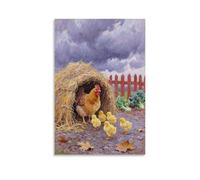 HHYXMJLL Poster mural décoratif avec inscription « A Hen Before The Heavy Rain, Leading Chicks Into The Chicken Coop » - 20 x 30 cm