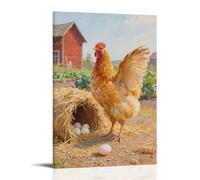 HHYXMJLL Poster mural décoratif avec inscription « A Hen Beside The Chicken Coop, Making Clucking Calls » - 20 x 30 cm