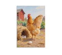 HHYXMJLL Poster mural décoratif avec inscription « A Hen Beside The Chicken Coop, Making Clucking Calls » - 50 x 75 cm