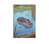 HHYXMJLL Poster mural décoratif avec inscription « A Hippopotamus Soaking in The River Only Head And Back » - 40 x 60 cm