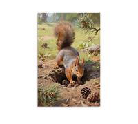 HHYXMJLL Poster mural décoratif décoratif avec inscription « A Squirrel Digs A Hole Storing Pine Cones » (50 x 75 cm)